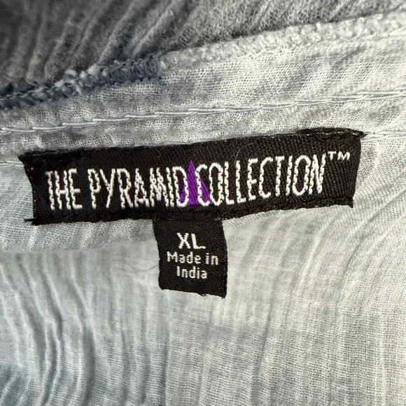 The Pyramid Collection XL Maxi Dress Blue Grey Ruffle Tiered Sleeveless‎ Lined - Picture 3 of 14